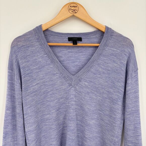 J. Crew Merino Wool V-neck Sweater in Heather Violet, Small, Transition Spring - Picture 4 of 9